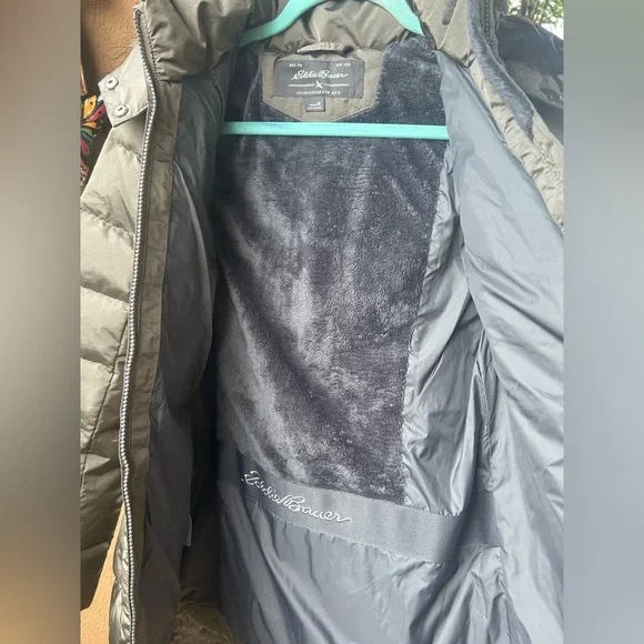 NWT EDDIE BAUER Sun Valley 650 Down Parka Jacket Fur Hood Taupe women’s Medium - Picture 10 of 15